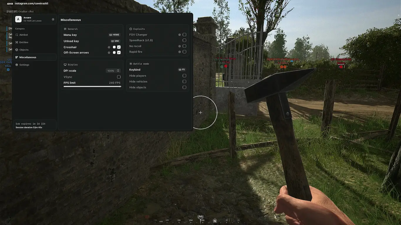 Screenshot 3 do cheat Hell Let Loose Arcane para Hell Let Loose